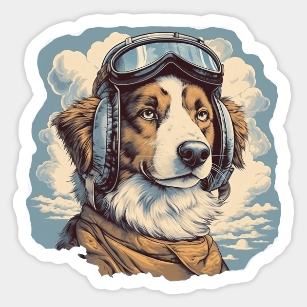 Aviator dog Sticker by GreenMary Design